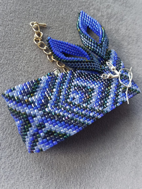 Szeroka bransoletka tkana na krośnie - Cobalt Szeroka bransoletka tkana na krośnie - Cobalt
