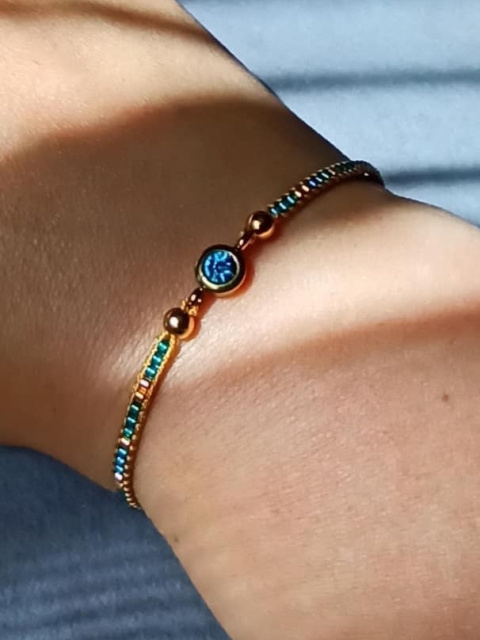 Bransoletka tkana na krośnie z koralików Miyuki - Azure Bransoletka tkana na krośnie z koralików Miyuki - Azure