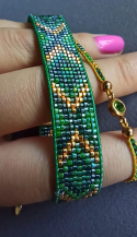 Bransoletka tkana w stylu boho - Green Harmony