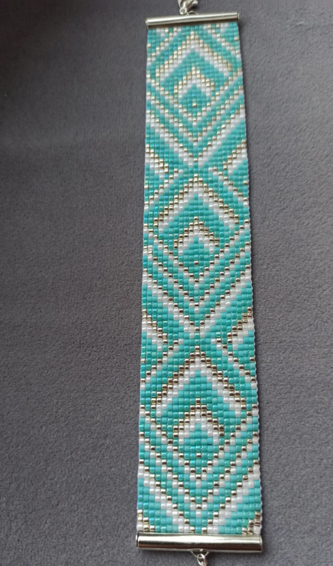 Szeroka bransoletka tkana na krośnie - Mint Szeroka bransoletka tkana na krośnie - Mint