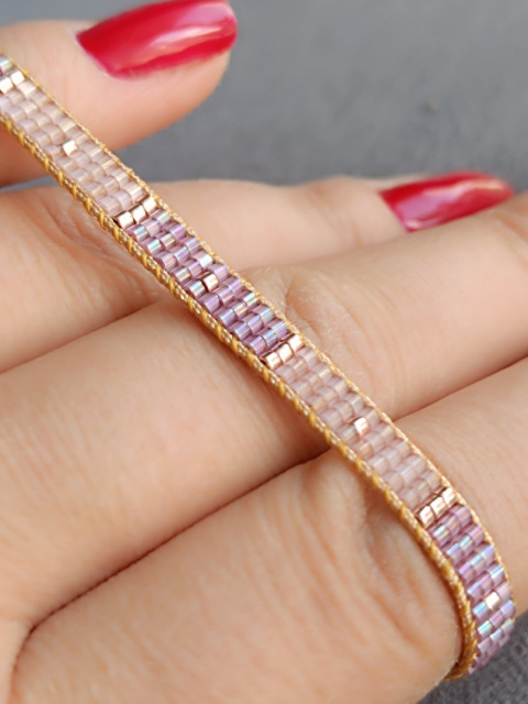 Minimalistyczna różowa Bransoletka tkana Subtelle Sparkle Minimalistyczna różowa Bransoletka tkana Subtelle Sparkle