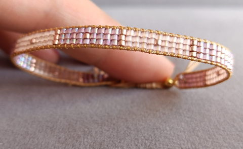 Minimalistyczna różowa Bransoletka tkana Subtelle Sparkle Minimalistyczna różowa Bransoletka tkana Subtelle Sparkle