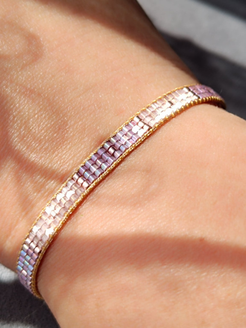 Minimalistyczna różowa Bransoletka tkana Subtelle Sparkle Minimalistyczna różowa Bransoletka tkana Subtelle Sparkle