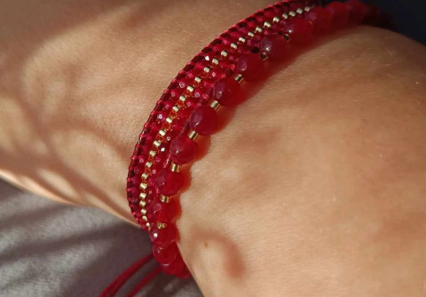 Bransoletka tkana z kamieni naturalnych Scarlet Bransoletka tkana z kamieni naturalnych Scarlet