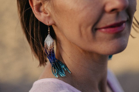 Długie kolczyki boho zielone Długie kolczyki boho zielone