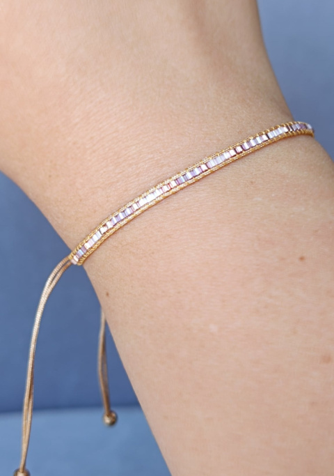Różowa minimalistyczna bransoletka tkana z koralików Subtelle Sparkle Różowa minimalistyczna bransoletka tkana z koralików Subtelle Sparkle