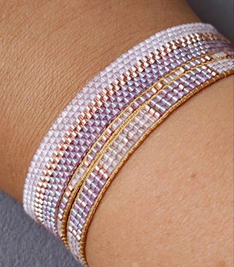 Różowy zestaw bransoletek tkanych z koralików Subtelle Sparkle Różowy zestaw bransoletek tkanych z koralików Subtelle Sparkle