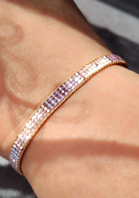 Różowa bransoletka tkana z koralików Subtelle Sparkle Różowa bransoletka tkana z koralików Subtelle Sparkle