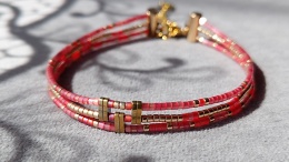 Potrójna bransoletka nawlekana Róż, złoto Aurelise II