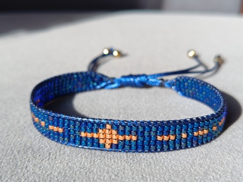 Zestaw trzech bransoletek tkanych z koralików - Lunea