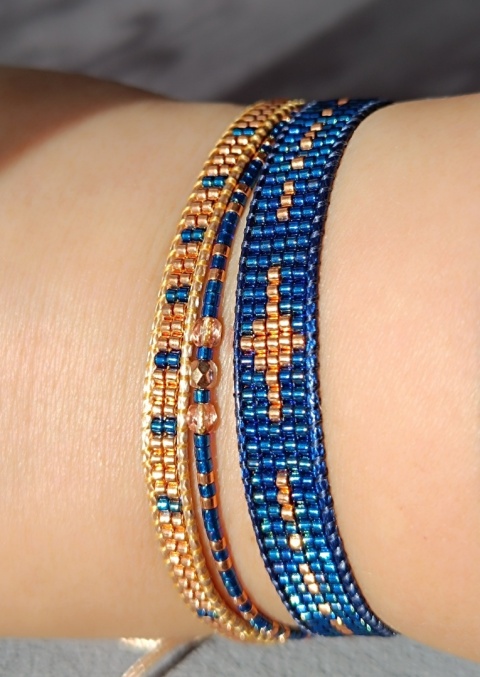 Zestaw trzech bransoletek tkanych z koralików - Lunea