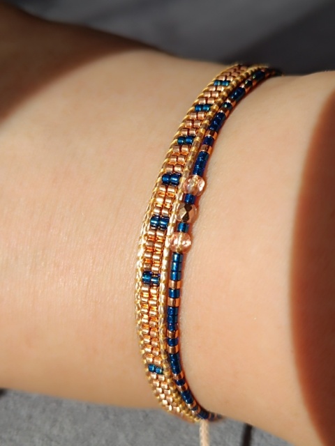 Zestaw trzech bransoletek tkanych z koralików - Lunea